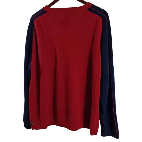 Vtg Wool American Eagle L Men's AE77 Performance Sweater Red Blue Sleeve Stripe - Picture 5 of 10